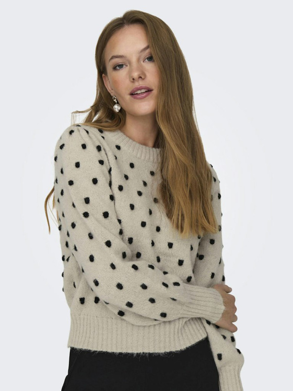 Jacqueline de Yong JDY Sigrid Beige Damen Pullover mit Tupfen