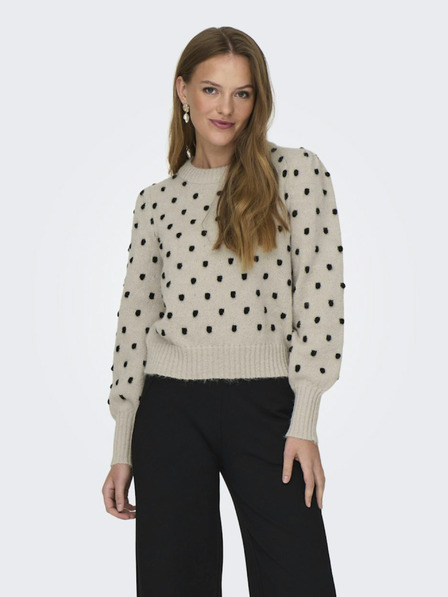 Jacqueline de Yong JDY Sigrid Beige Damen Pullover mit Tupfen