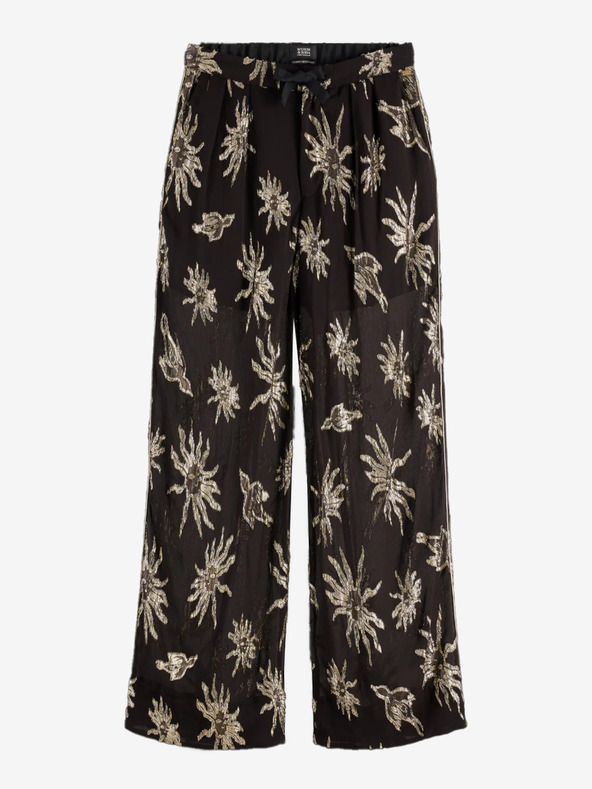 Scotch & Soda Schwarze gemusterte Damenhosen Scotch & Soda