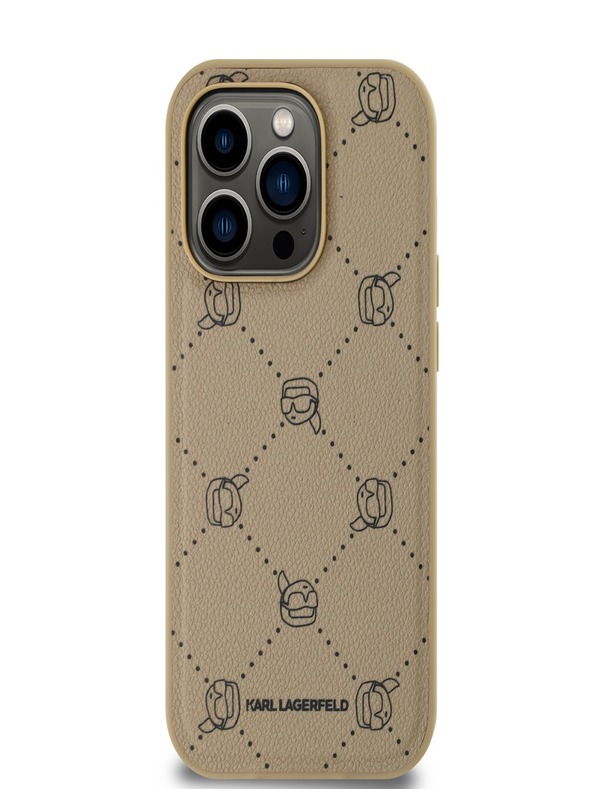 Karl Lagerfeld PU Karl Heads Pattern Magsafe Back Cover für iPhone 14 Pro Beige Karl Lagerfeld