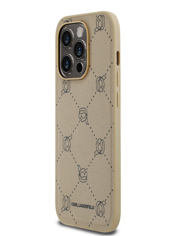 Karl Lagerfeld PU Karl Heads Pattern Magsafe Back Cover für iPhone 14 Pro Beige Karl Lagerfeld