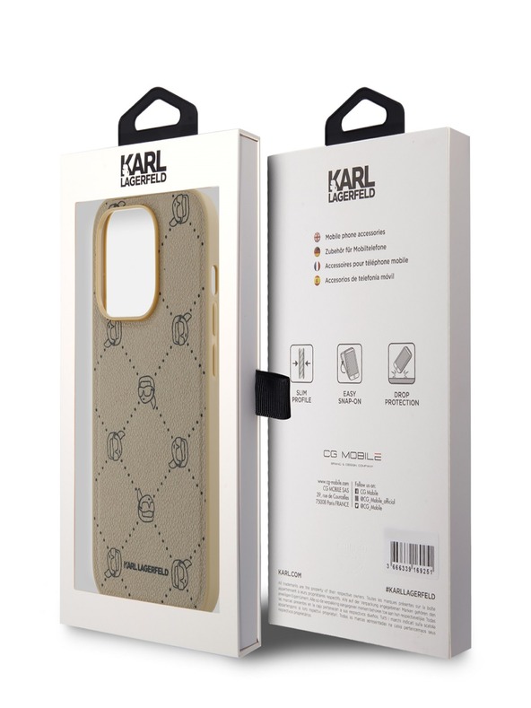 Karl Lagerfeld PU Karl Heads Pattern Magsafe Back Cover für iPhone 14 Pro Beige Karl Lagerfeld