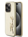 Karl Lagerfeld Runzelige PU Signature Logo Rückseite für iPhone 15 Pro Max Gold Karl Lagerfeld