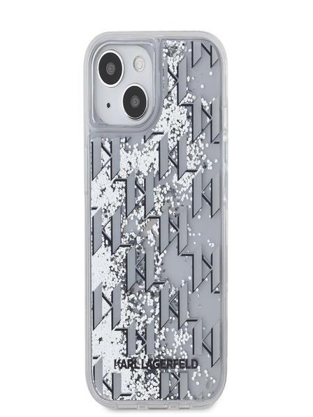 Karl Lagerfeld Liquid Glitter Monogram Gradient Back Cover für iPhone 15 Weiß Karl Lagerfeld
