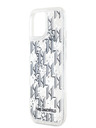 Karl Lagerfeld Liquid Glitter Monogram Gradient Back Cover für iPhone 15 Weiß Karl Lagerfeld