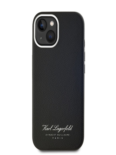 Karl Lagerfeld Genarbtes PU Hotel RSG Back Cover für iPhone 15 Schwarz Karl Lagerfeld