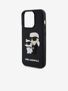 Karl Lagerfeld 3D Gummi Karl und Choupette Back Cover für iPhone 14 Pro Schwarz Karl Lagerfeld
