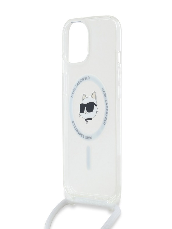Karl Lagerfeld Karl Lagerfeld IML Crossbody Choupette Head Magsafe Back Cover für iPhone 15 Transparent