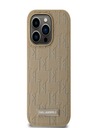 Karl Lagerfeld PU Leder Monogramm Metall Logo Magsafe Back Cover für iPhone 14 Pro Beige Karl Lagerfeld