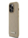 Karl Lagerfeld PU Leder Monogramm Metall Logo Magsafe Back Cover für iPhone 14 Pro Beige Karl Lagerfeld