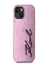 Karl Lagerfeld Wrinkled PU Signature Logo Back Cover für iPhone 15 Pink Karl Lagerfeld