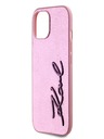 Karl Lagerfeld Wrinkled PU Signature Logo Back Cover für iPhone 15 Pink Karl Lagerfeld