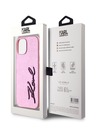 Karl Lagerfeld Wrinkled PU Signature Logo Back Cover für iPhone 15 Pink Karl Lagerfeld