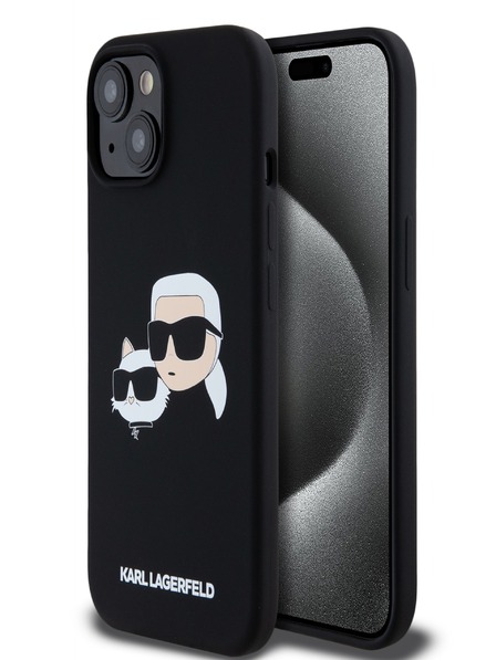 Karl Lagerfeld Liquid Silicone Double Heads Magsafe Back Cover für iPhone 15 Pro Max Schwarz Karl Lagerfeld