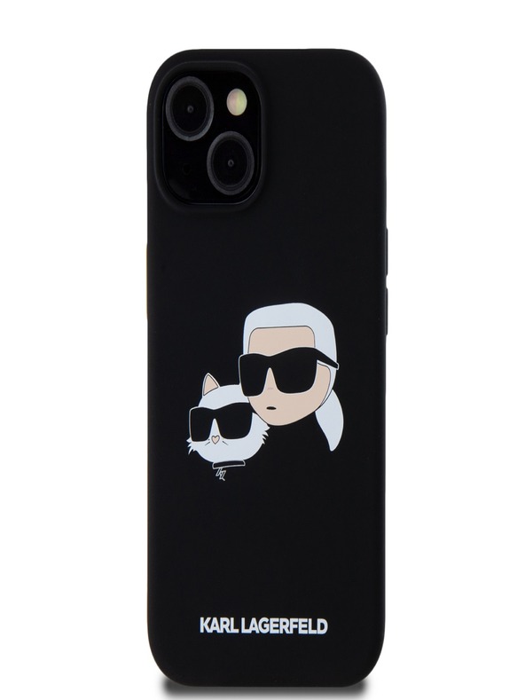 Karl Lagerfeld Liquid Silicone Double Heads Magsafe Back Cover für iPhone 15 Pro Max Schwarz Karl Lagerfeld