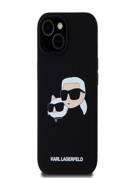Karl Lagerfeld Liquid Silicone Double Heads Magsafe Back Cover für iPhone 15 Pro Max Schwarz Karl Lagerfeld
