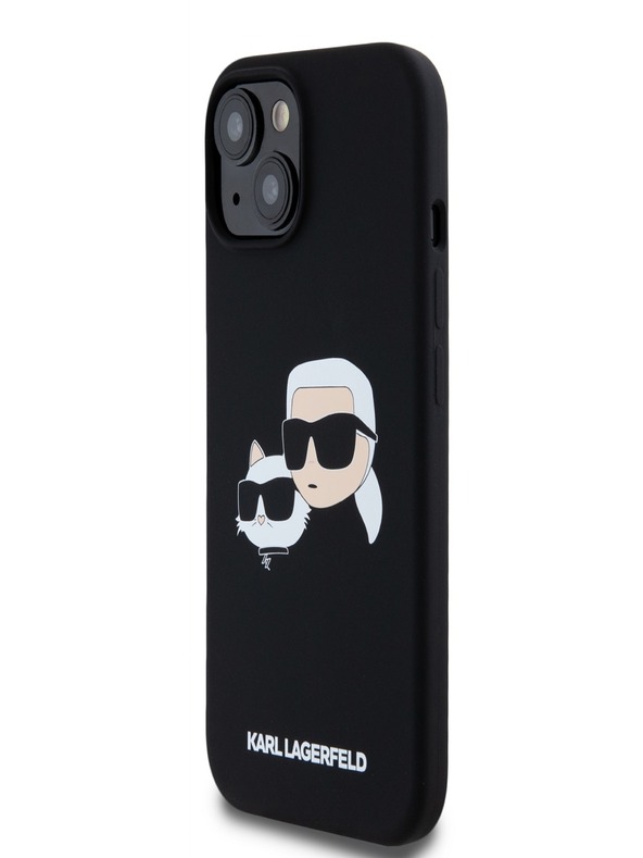 Karl Lagerfeld Liquid Silicone Double Heads Magsafe Back Cover für iPhone 15 Pro Max Schwarz Karl Lagerfeld
