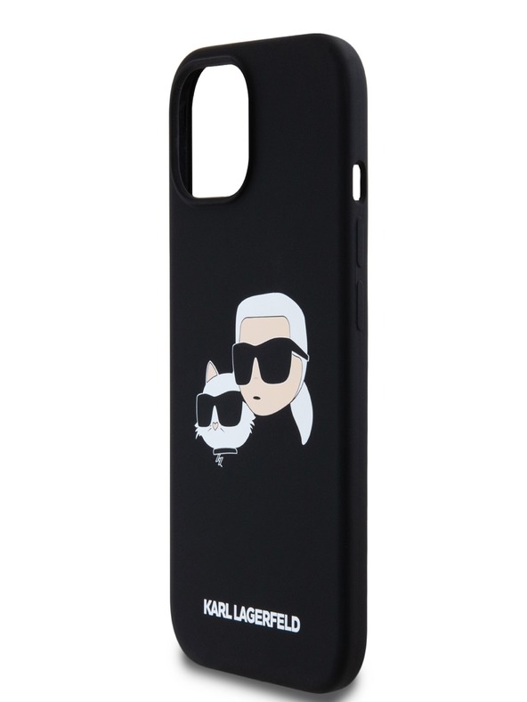 Karl Lagerfeld Liquid Silicone Double Heads Magsafe Back Cover für iPhone 15 Pro Max Schwarz Karl Lagerfeld