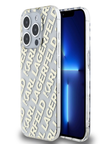 Karl Lagerfeld Karl Lagerfeld IML Electroplated Repeated Logo Back Cover für iPhone 15 Pro Max Gold