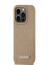 Karl Lagerfeld PU Leder Monogramm Metall Logo MagSafe Back Cover für iPhone 14 Pro Max Beige Karl Lagerfeld