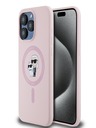 Karl Lagerfeld Liquid Silicone Karl und Choupette Magsafe Back Cover für iPhone 15 Pro Rosa Karl Lagerfeld