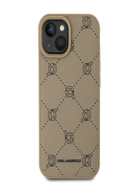 Karl Lagerfeld PU Karl Heads Pattern Magsafe Back Cover für iPhone 15 Beige Karl Lagerfeld