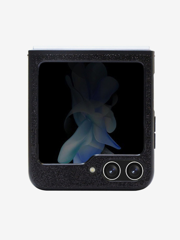 Guess Guess PC/TPU Glitter Flakes Metall Logo Back Cover für Samsung Galaxy Z Flip 5 Schwarz