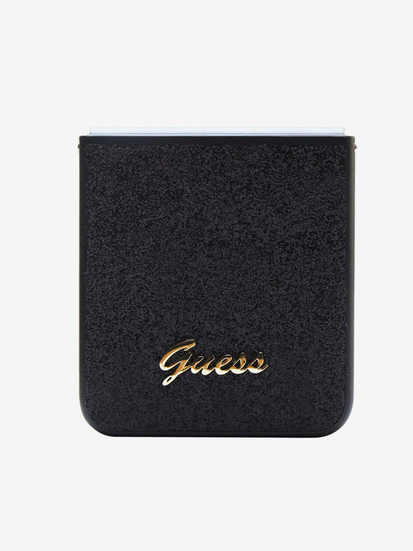 Guess Guess PC/TPU Glitter Flakes Metall Logo Back Cover für Samsung Galaxy Z Flip 5 Schwarz