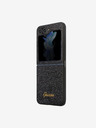 Guess Guess PC/TPU Glitter Flakes Metall Logo Back Cover für Samsung Galaxy Z Flip 5 Schwarz