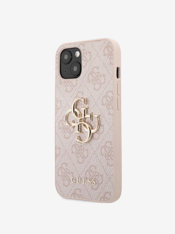 Guess Guess PU 4G Metall-Logo-Rückseite für iPhone 13 Pink