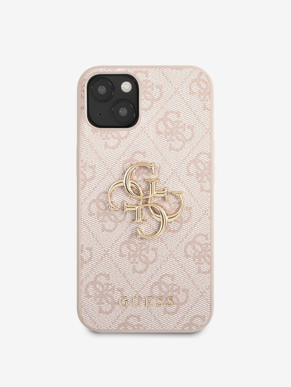 Guess Guess PU 4G Metall-Logo-Rückseite für iPhone 13 Pink