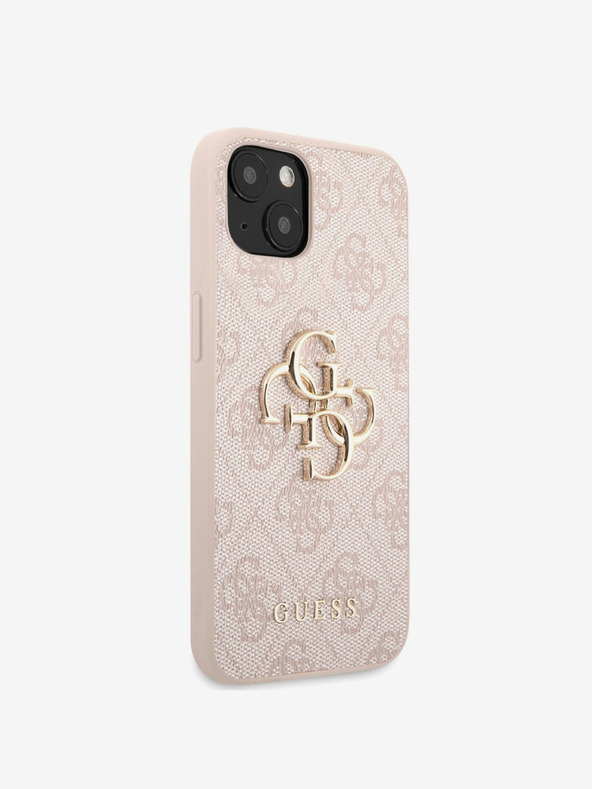Guess Guess PU 4G Metall-Logo-Rückseite für iPhone 13 Pink