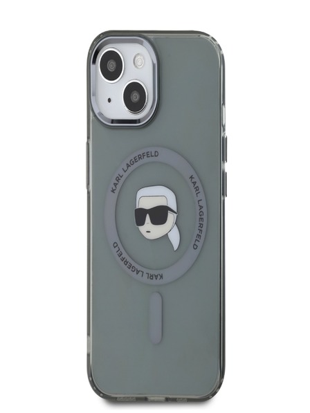 Karl Lagerfeld Karl Lagerfeld IML Karl Head Metallrahmen MagSafe Back Cover für iPhone 15 Schwarz