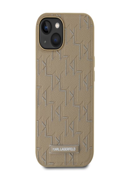 Karl Lagerfeld PU Leder Monogramm Metall Logo Magsafe Schutzhülle für iPhone 14 Beige Karl Lagerfeld