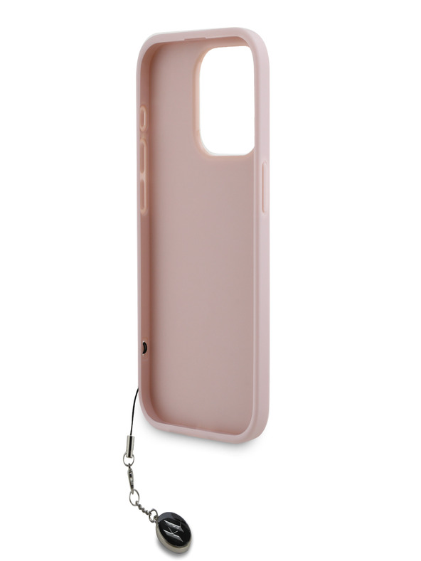 Karl Lagerfeld Karl Lagerfeld PU Saffiano Strass Charm Back Cover für iPhone 15 Pro Pink