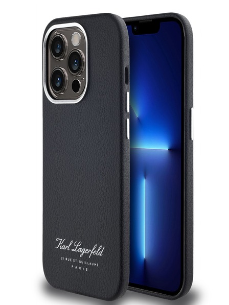 Karl Lagerfeld Genarbtes PU Hotel RSG Back Cover für iPhone 14 Pro Schwarz Karl Lagerfeld