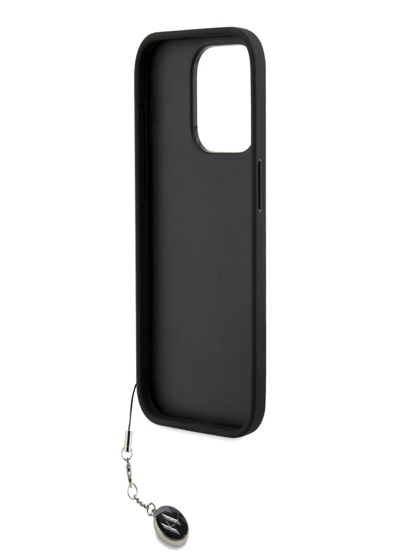 Karl Lagerfeld Karl Lagerfeld PU Saffiano Strass Charm Back Cover für iPhone 15 Pro Max Schwarz