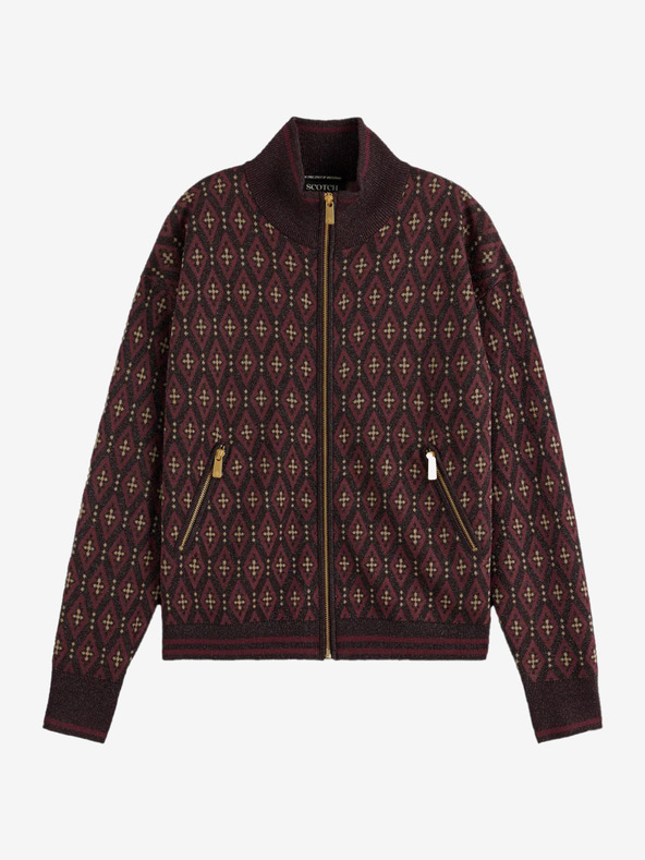 Scotch & Soda Burgunderfarbener gemusterter Damen-Bomber von Scotch & Soda