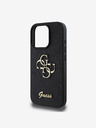 Guess Guess PU Fixed Glitter 4G Metall Logo Back Cover für iPhone 16 Pro Max Schwarz