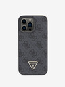 Guess PU 4G Strass Triangle Metal Logo Back Cover for iPhone 15 Pro Max Black Phone Case