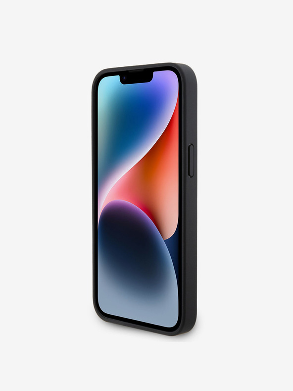 Guess PU 4G Strass Triangle Metal Logo Back Cover for iPhone 15 Pro Max Black Phone Case