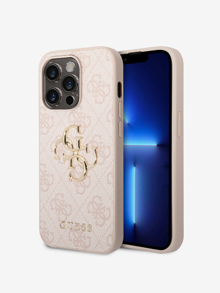 Guess Guess PU 4G Metall-Logo-Rückseite für iPhone 15 Pro Max Pink