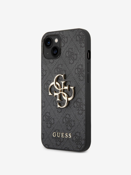 Guess PU 4G Metal Logo iPhone 14 Plus Grey Phone Case