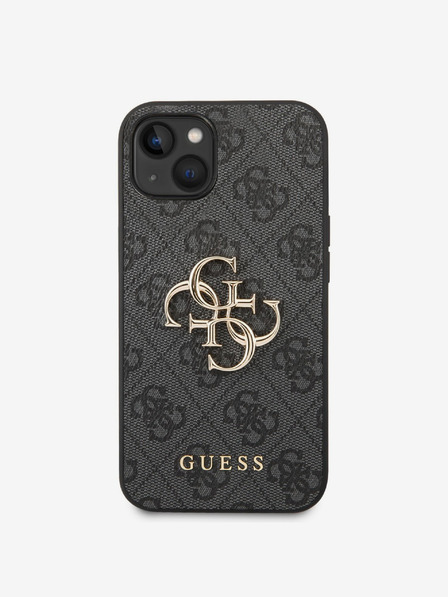 Guess PU 4G Metal Logo iPhone 14 Plus Grey Phone Case