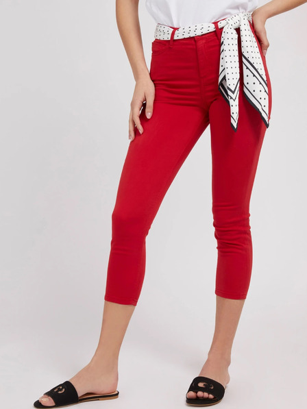 Guess Rote Damen Skinny Fit Jeans mit Schal Guess 1981 Capri