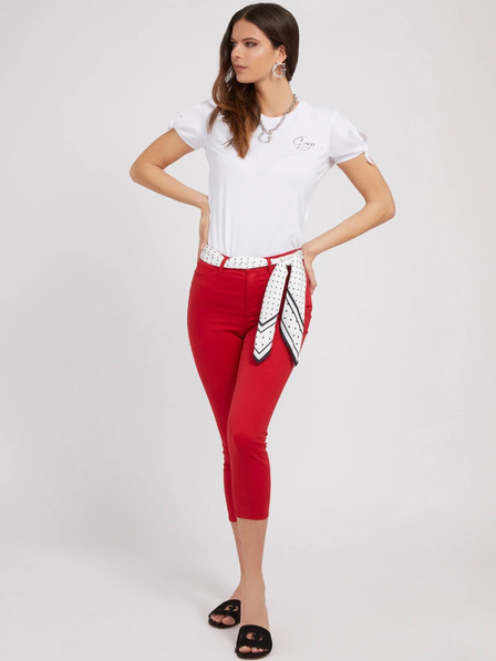 Guess Rote Damen Skinny Fit Jeans mit Schal Guess 1981 Capri