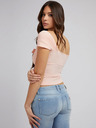 Guess Hellrosa Damen T-Shirt mit Rippenbündchen und Schleife Guess Valeriana