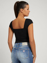 Guess Schwarzes geripptes T-Shirt mit Schleife Guess Valeriana