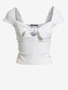 Guess Weißes geripptes Damen-Shirt mit Schleife Guess Valeriana