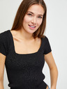 Guess Schwarzes geripptes Damen-Cropped-Shirt Guess